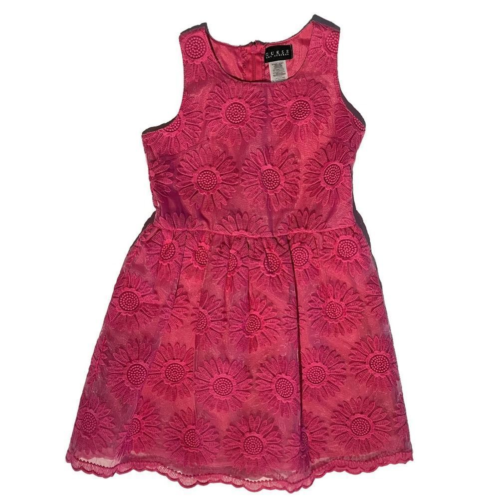 Guess Girls Pink Fuchsia Lace Floral Party Dress